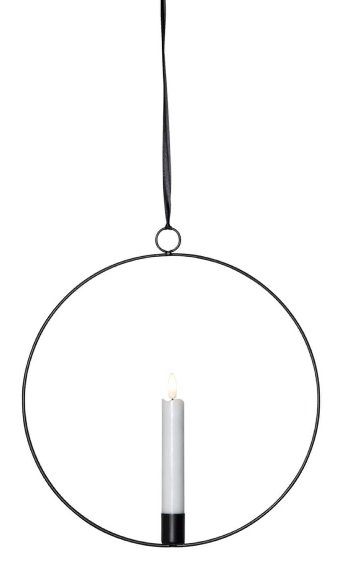 FLAMME RING med Batteridrivet Antikljus 28,5cm Svart