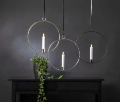 FLAMME RING med Batteridrivet Antikljus 28,5cm Svart