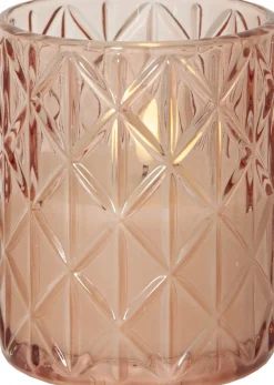 FLAMME ROMB LED-Blockljus Batteri 12,5cm Rosa