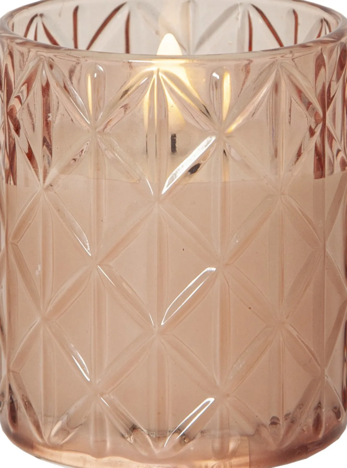 FLAMME ROMB LED-Blockljus Batteri 10cm Rosa