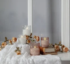 FLAMME ROMB LED-Blockljus Batteri 10cm Rosa