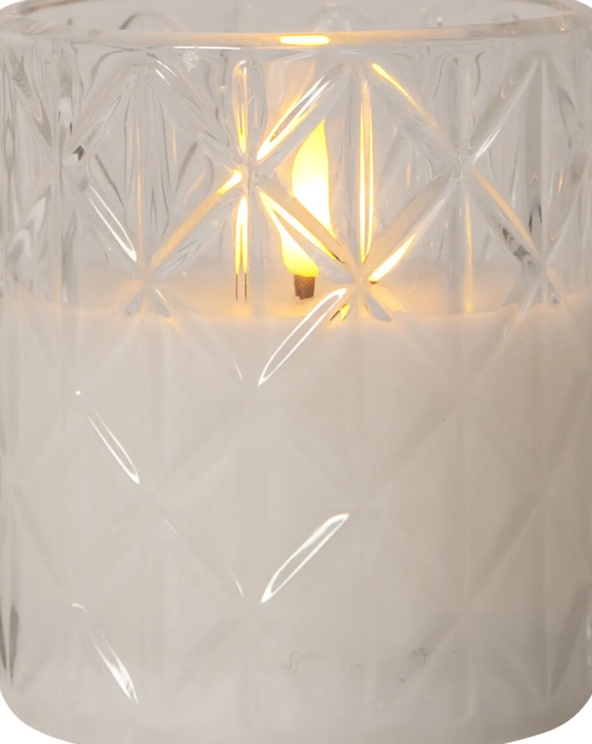 FLAMME ROMB LED-Blockljus Batteri 10cm Klar