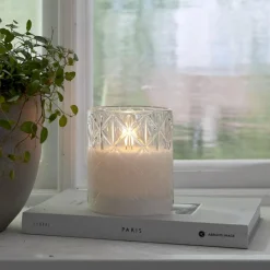 FLAMME ROMB LED-Blockljus Batteri 10cm Klar