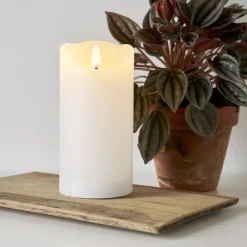 FLAMME RUSTIC LED-Blockljus 15cm Vit