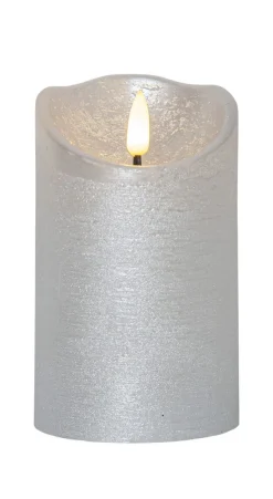 FLAMME RUSTIC LED-Blockljus 12,5cm Silver