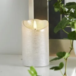 FLAMME RUSTIC LED-Blockljus 12,5cm Silver