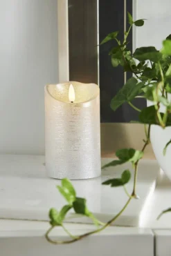 FLAMME RUSTIC LED-Blockljus 12,5cm Silver