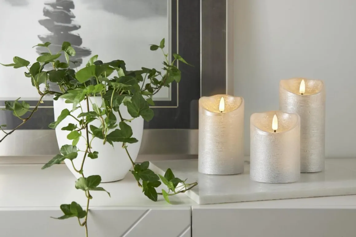 FLAMME RUSTIC LED-Blockljus 12,5cm Silver