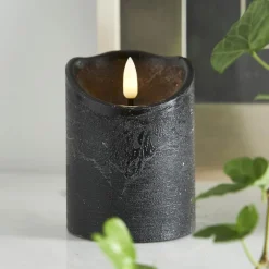 FLAMME RUSTIC LED-Blockljus 10cm Svart