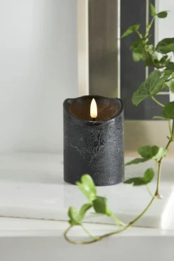 FLAMME RUSTIC LED-Blockljus 10cm Svart