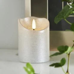 FLAMME RUSTIC LED-Blockljus 10cm Silver