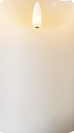 FLAMME RUSTIC LED-Blockljus 12,5cm Vit