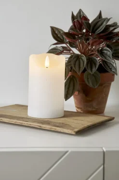 FLAMME RUSTIC LED-Blockljus 12,5cm Vit