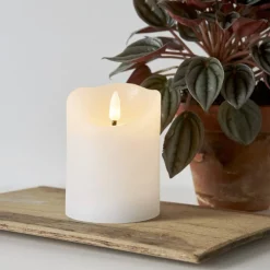 FLAMME RUSTIC LED-Blockljus 10cm Vit