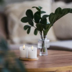 FLAMME RUSTIC 2-PACK LED-Blockljus 7,5cm Vit