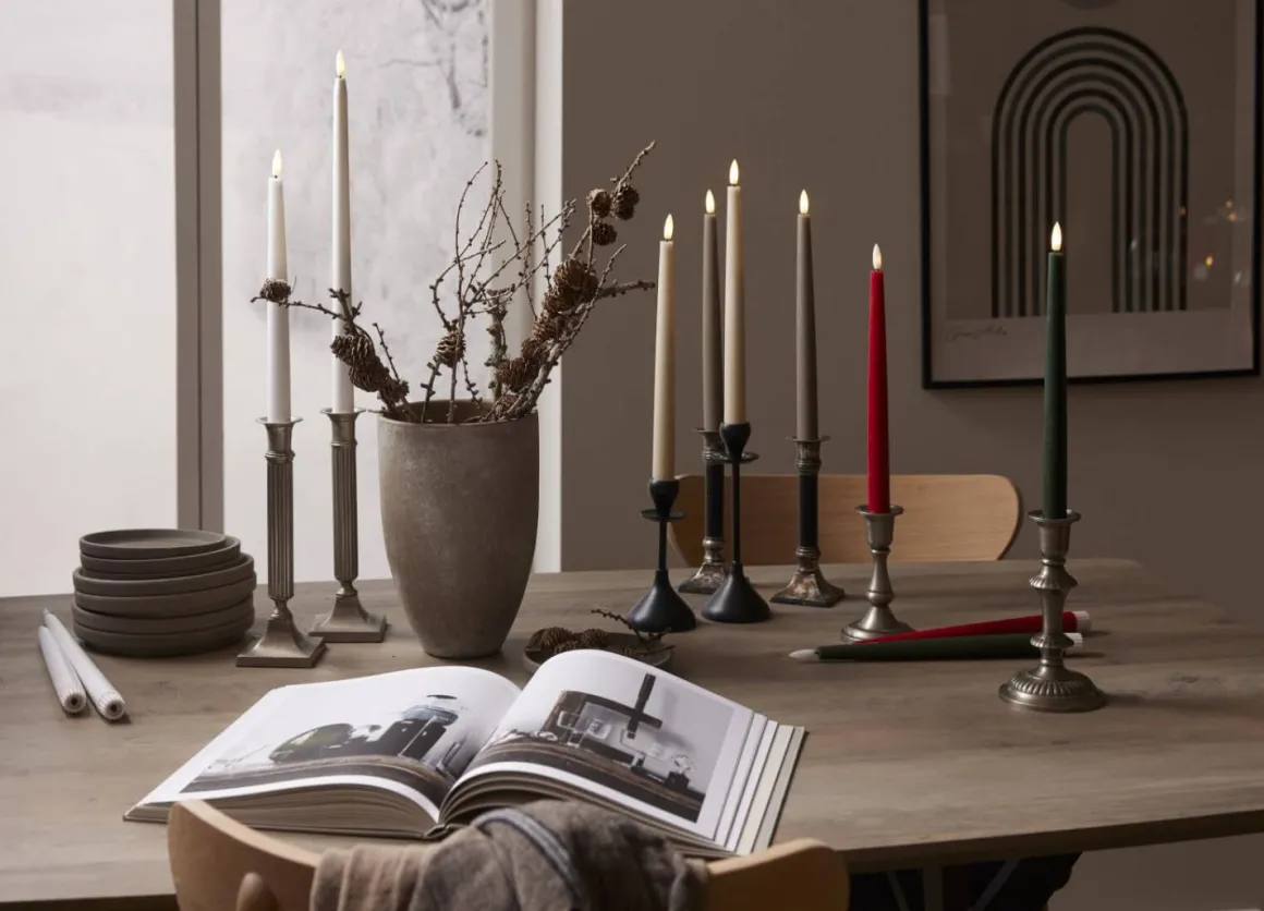 FLAMME SLIM LED-Antikljus 2-pack 28 cm Mullvad