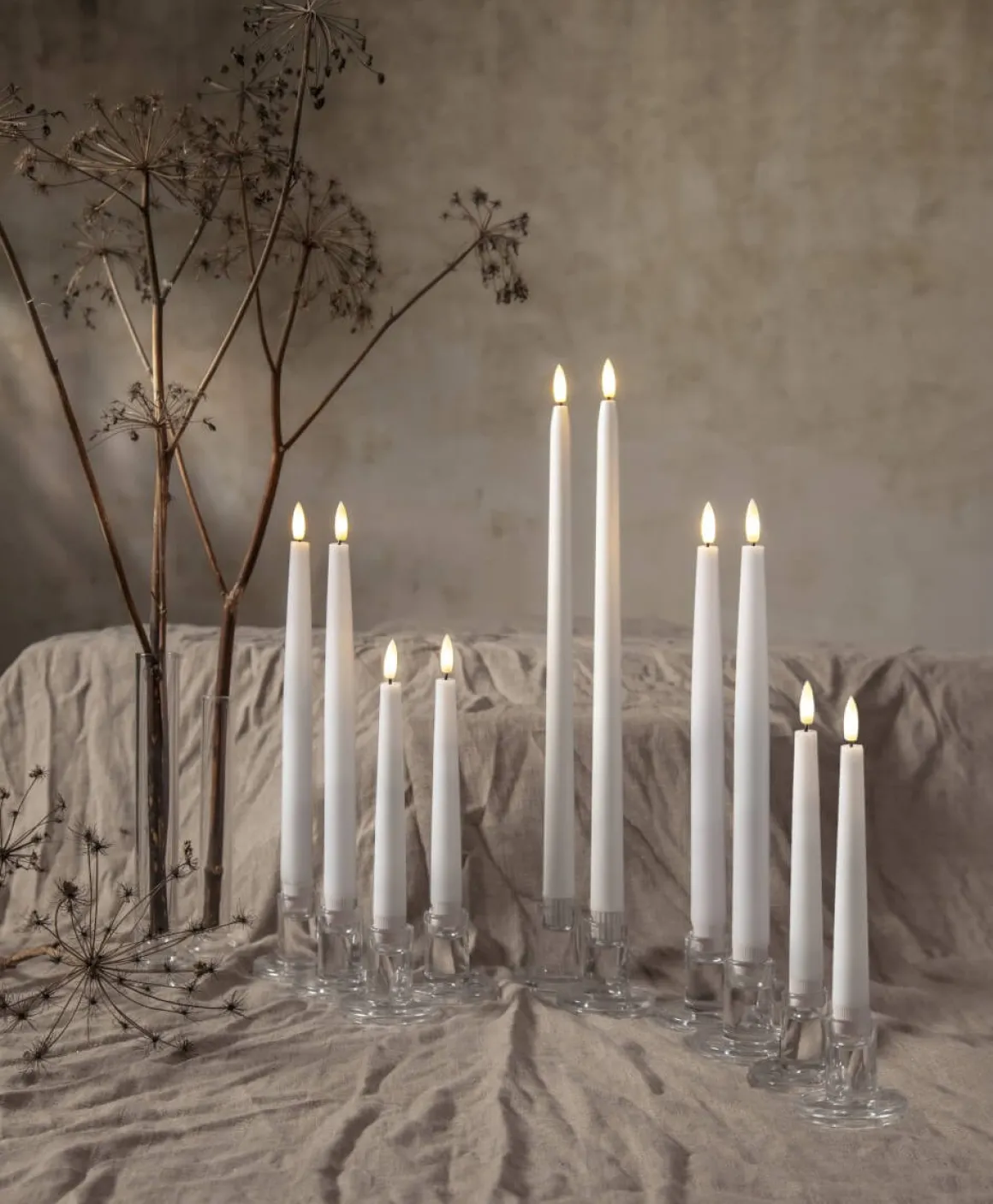 FLAMME SLIM LED-Antikljus 2-pack 38cm Vit