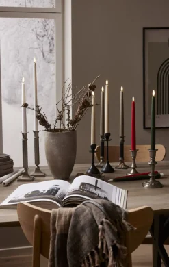 FLAMME SLIM LED-Antikljus 2-pack 28 cm Röd