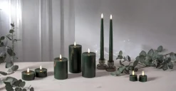 FLAMME SLIM LED-Antikljus 2-pack 28 cm Grön