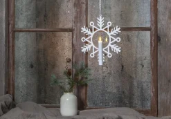 FLAMME SNOW Inomhusdekoration Batteri 24cm Vit