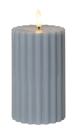 FLAMME STRIPE Blockljus 15cm Blå