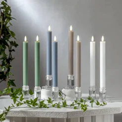 FLAMME STRIPE LED-Antikljus 2-pack 25cm Vit