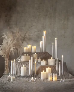 FLAMME STRIPE LED-Antikljus 2-pack 25cm Vit