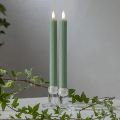 FLAMME STRIPE LED-Antikljus 2-pack 25cm Grön