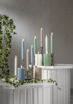 FLAMME STRIPE LED-Antikljus 2-pack 25cm Grön