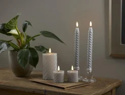 FLAMME SWIRL LED-Antikljus 2-Pack 25cm Grå