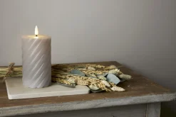 FLAMME SWIRL LED-Blockljus 15cm Grå