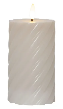 FLAMME SWIRL LED-Blockljus 15cm Beige