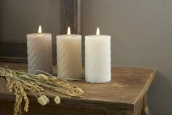 FLAMME SWIRL LED-Blockljus 15cm Beige