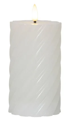FLAMME SWIRL LED-Blockljus 15cm Vit