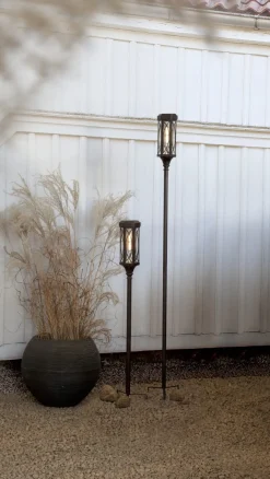 FOLKE Solcells-pollare Ställbar höjd 1,8m Brun