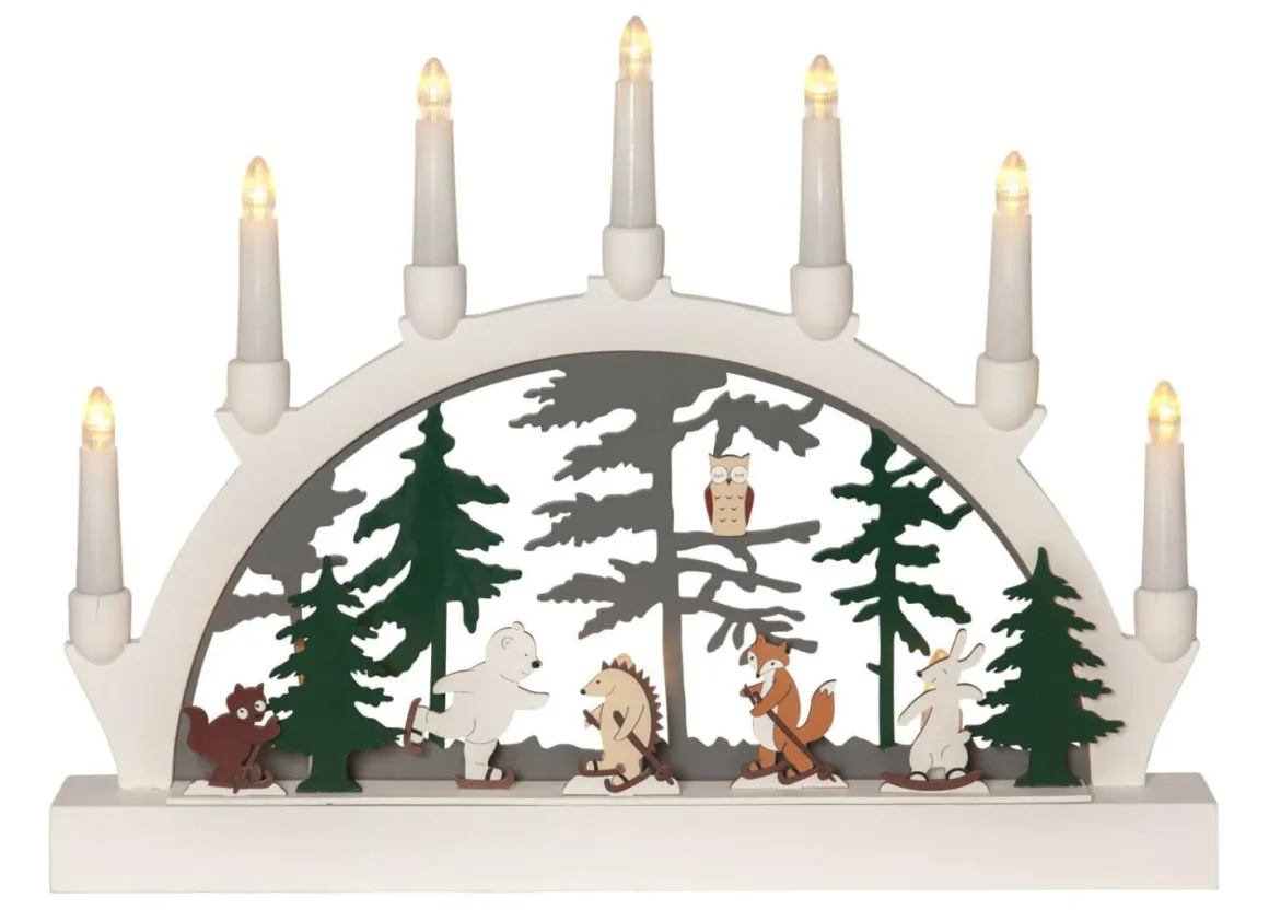 FOREST FRIENDS Ljusstake Skridsko Batteri 45cm Flerfärgad