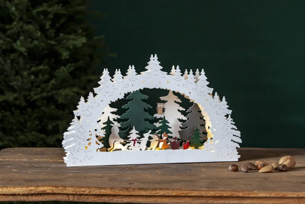 FOREST FRIENDS Ljusstake Dragkamp Batteri 45cm Flerfärgad