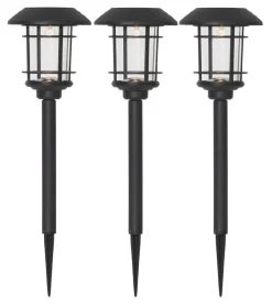 FRIDE Solcells-pollare 3-Pack 34cm Svart