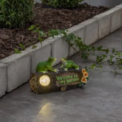 FROGY Welcome Solcellsdekoration 24cm Grön/Natur IP44