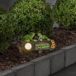 FROGY Welcome Solcellsdekoration 24cm Grön/Natur IP44