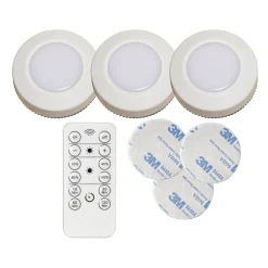 FUNCTIONAL LED-Puck Batteri Fjärrkontroll 3-pack 6,9cm Vit