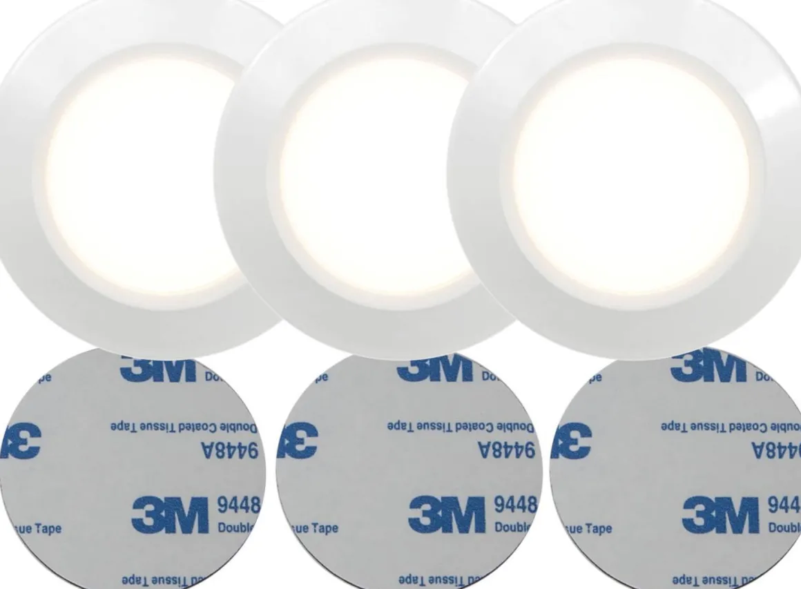 FUNCTIONAL LED-Puck 3-Pack Batteri 6,9cm Vit