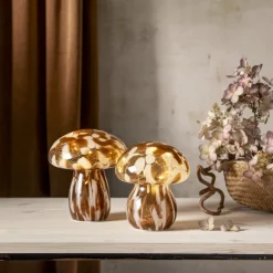 FUNGHI Glasdekoration Batteri 15cm Brun