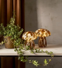 FUNGHI Glasdekoration Batteri 15cm Brun