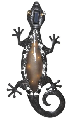 GECKO Solcellsdekoration Ödla 52cm Svart