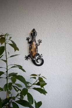 GECKO Solcellsdekoration Ödla 52cm Svart