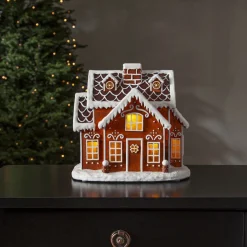 GINGERVILLE Panorama Pepparkakshus Batteri 26cm Brun