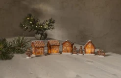 GINGERVILLE Pepparkakshus & Figurer Batteri 30cm Brun