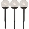GLOBE Solcells-pollare 3-pack 25cm Svart