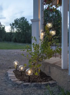 GLOBE Solcells-pollare 3-pack 25cm Svart